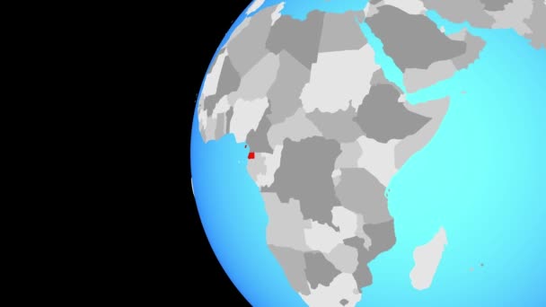 在蓝色地球仪上关闭赤道几内亚 — 图库视频影像