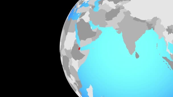 Acercándose a Djibouti en el globo azul — Vídeos de Stock