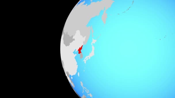 Κλείσιμο της Βόρειας Κορέας σε μπλε σφαίρα — Αρχείο Βίντεο
