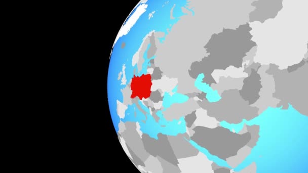 Se apropie de Europa Centrală pe globul albastru — Videoclip de stoc