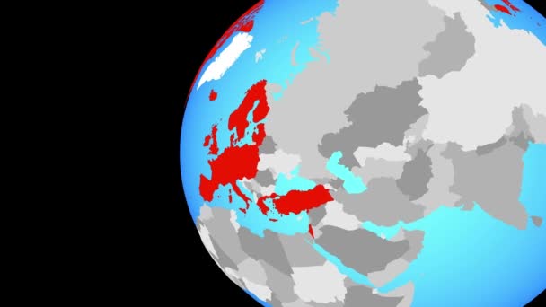 青い地球儀のOECDヨーロッパのメンバーに近い — ストック動画