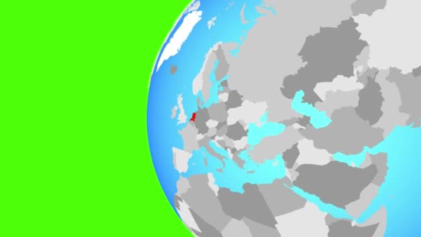 Cerrando en los Países Bajos en globo azul — Vídeo de stock