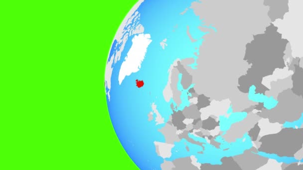 Acercándose a Islandia en globo azul — Vídeo de stock