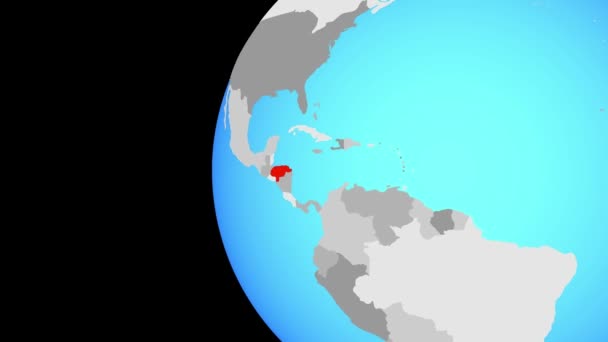 Zamknięcie w Hondurasie na niebieskim globie — Wideo stockowe