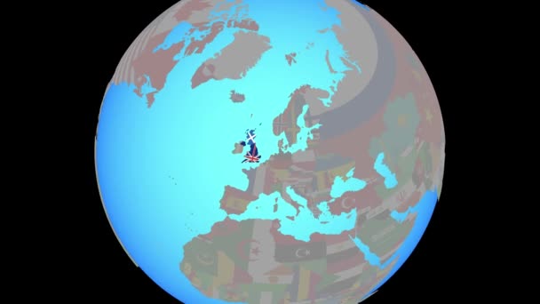 Zoom para a Escócia com bandeira no mapa — Vídeo de Stock