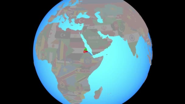 Zoom to Eritrea with flag on map — Stock Video