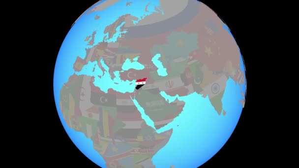 Zoom para a Síria com bandeira no mapa — Vídeo de Stock