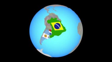Haritada bayraklı Mercosur mememeberlerine yakınlaştır
