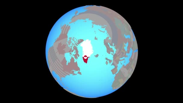 地図上のフラグでグリーンランドにズーム — ストック動画