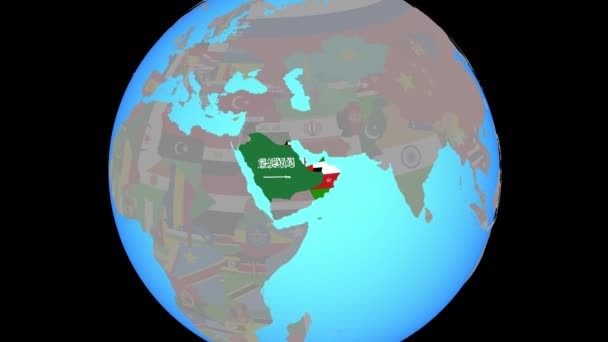 Powiększ do krajów Ccasg z flagami na mapie — Wideo stockowe