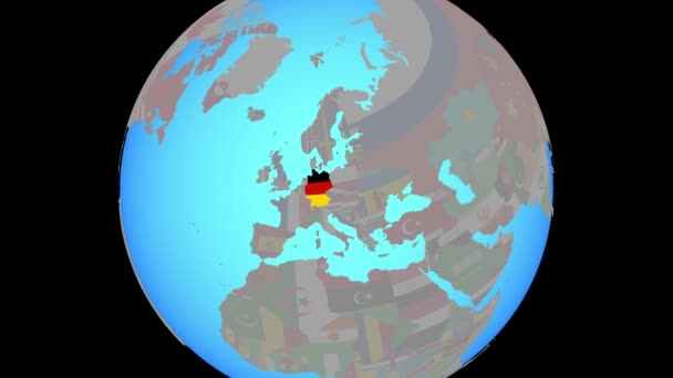 Zoom vers Allemagne avec drapeau sur la carte — Video