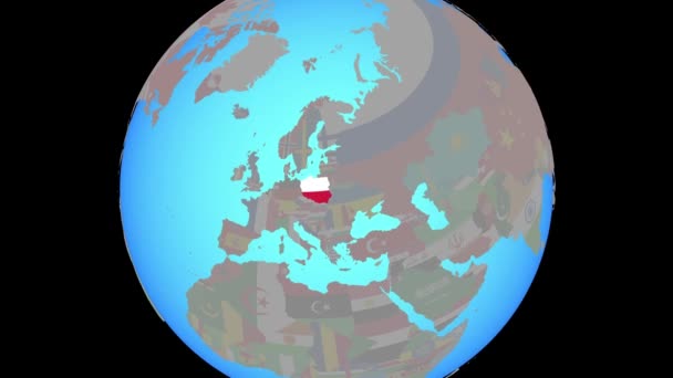 Zoom vers Pologne avec drapeau sur la carte — Video