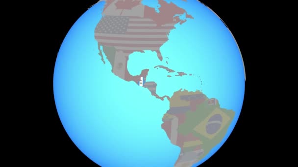 Zoom to Guatemala with flag on map — 비디오