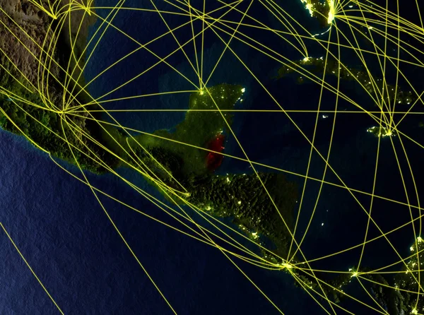 Belize Vanuit Ruimte Het Model Van Planeet Aarde Met Netwerken — Stockfoto