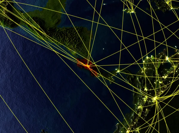 Costa Rica Spazio Modello Pianeta Terra Con Reti Superficie Dettagliata — Foto Stock