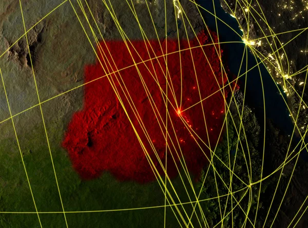 Sudan Från Rymden Modell Planeten Jorden Med Nätverk Detaljerade Planeten — Stockfoto