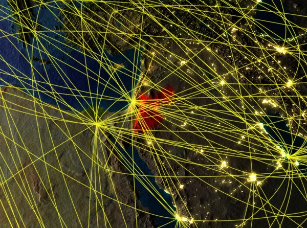 Jordanien Aus Dem All Modell Des Planeten Erde Mit Netzwerken — Stockfoto