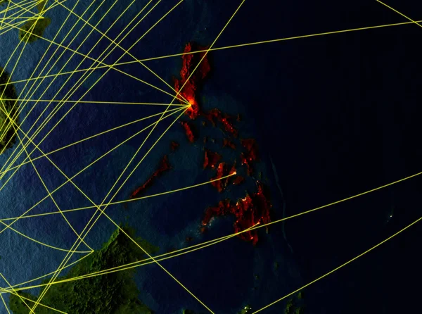 Filippijnen Vanuit Ruimte Het Model Van Planeet Aarde Met Netwerken — Stockfoto