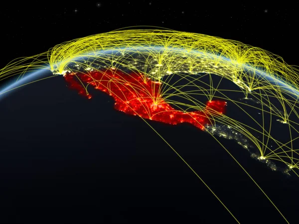 Mexiko Planetě Zemi Noci Mezinárodní Sítí Představující Komunikace Cestování Spojení — Stock fotografie