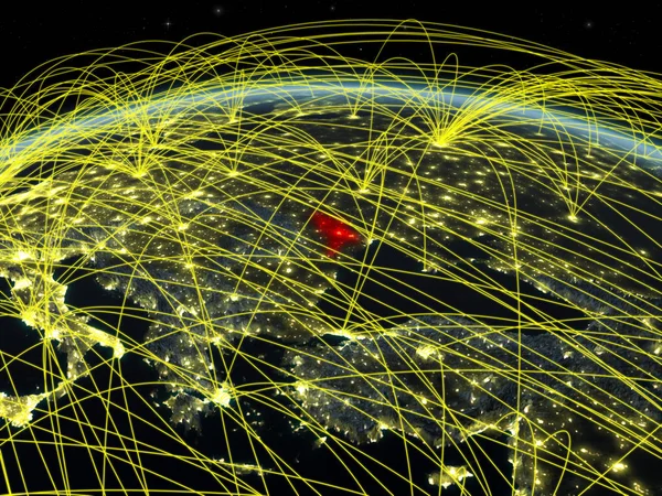 Moldavia Planeta Tierra Por Noche Con Una Red Internacional Que —  Fotos de Stock