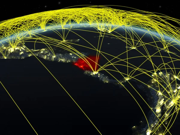 Nicaragua Planeten Jorden Natten Med Internationellt Nätverk Som Representerar Kommunikation — Stockfoto