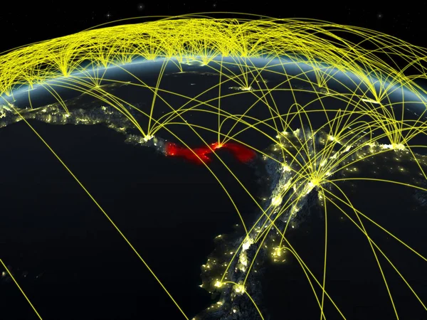 Panama Auf Dem Planeten Erde Bei Nacht Mit Internationalem Netzwerk — Stockfoto