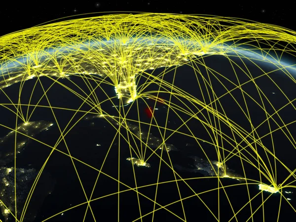 バハマの国際的なネットワーク通信 旅行および接続を表す夜の惑星地球 イラスト Nasa から提供されたこのイメージの要素 — ストック写真