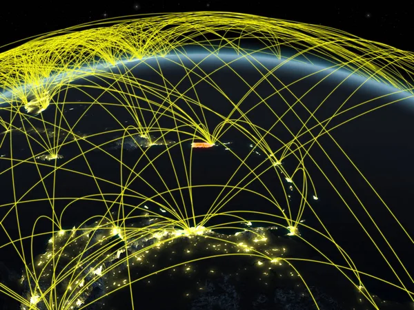 国際的なネットワーク通信 旅行および接続を表す夜地球上 プエルトリコ イラスト Nasa から提供されたこのイメージの要素 — ストック写真
