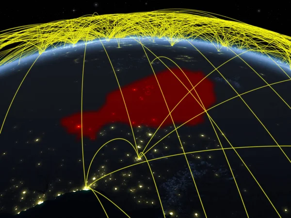 国際的なネットワーク通信 旅行および接続を表す夜地球上ニジェール イラスト Nasa から提供されたこのイメージの要素 — ストック写真