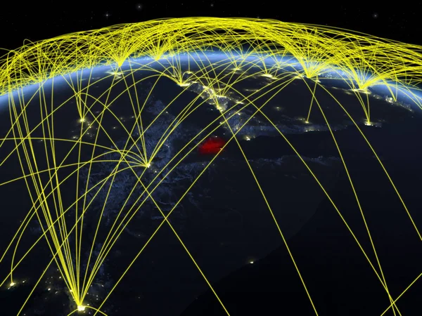 Dzsibuti Föld Bolygó Nemzetközi Hálózat Kommunikációs Utazási Kapcsolatok Éjjel Illusztráció — Stock Fotó