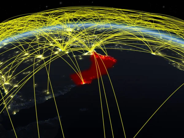 国際的なネットワーク通信 旅行および接続を表す夜地球上オマーン イラスト Nasa から提供されたこのイメージの要素 — ストック写真