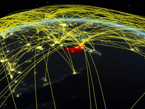 Émirats Arabes Unis Sur Planète Terre Nuit Avec Réseau International — Photo