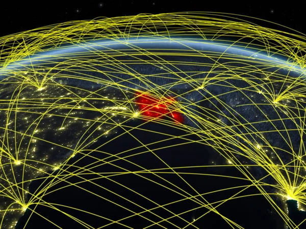 Bangladesh Planeta Tierra Por Noche Con Una Red Internacional Que — Foto de Stock