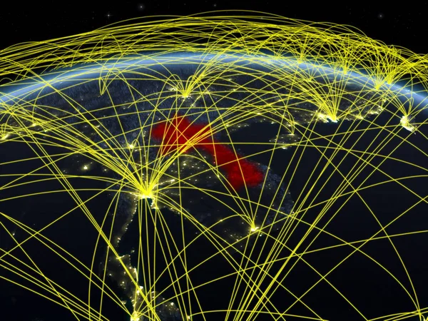 国際的なネットワーク通信 旅行および接続を表す夜地球上ラオス イラスト Nasa から提供されたこのイメージの要素 — ストック写真