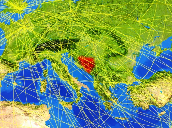 Bosnia Herzegovina Space Model Planet Earth Networks Detailed Planet Surface — Stock Photo, Image