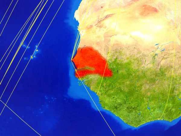 Senegal Aus Dem All Modell Des Planeten Erde Mit Netzwerken — Stockfoto