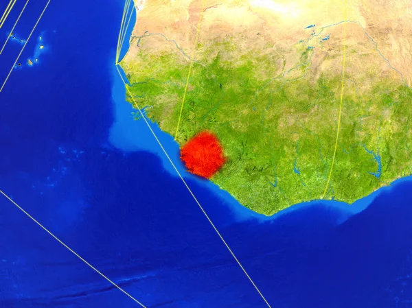 Sierra Leone Från Rymden Modell Planeten Jorden Med Nätverk Detaljerade — Stockfoto
