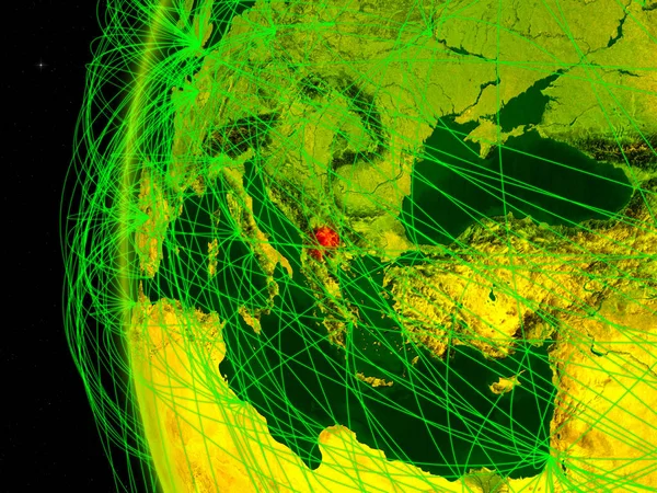 Macedónia Űrből Digitális Modell Föld Nemzetközi Hálózatokkal Digitális Kommunikáció Vagy — Stock Fotó