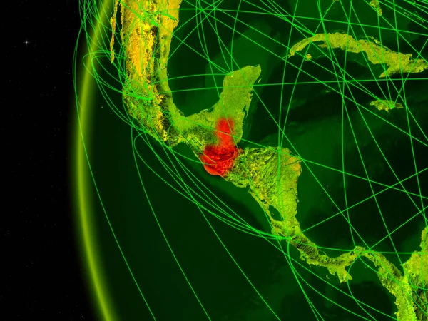 Guatemala Desde Espacio Modelo Digital Tierra Con Redes Internacionales Concepto —  Fotos de Stock