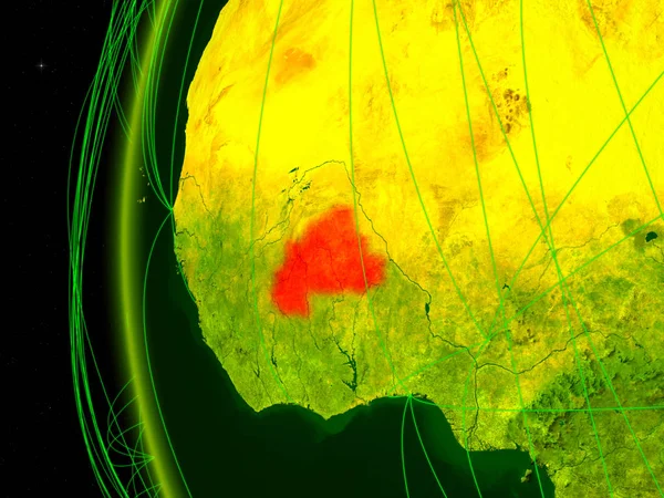 Буркина Фасо Космоса Цифровой Модели Земли Международными Сетями Концепция Цифровой — стоковое фото