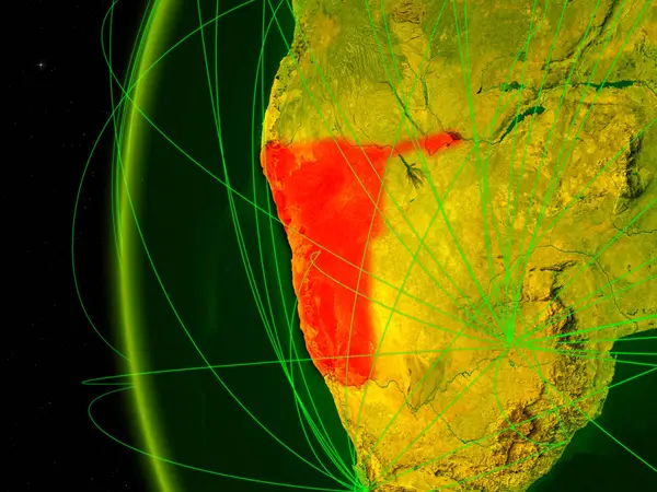 Намибия Космоса Цифровой Модели Земли Международными Сетями Концепция Цифровой Коммуникации — стоковое фото