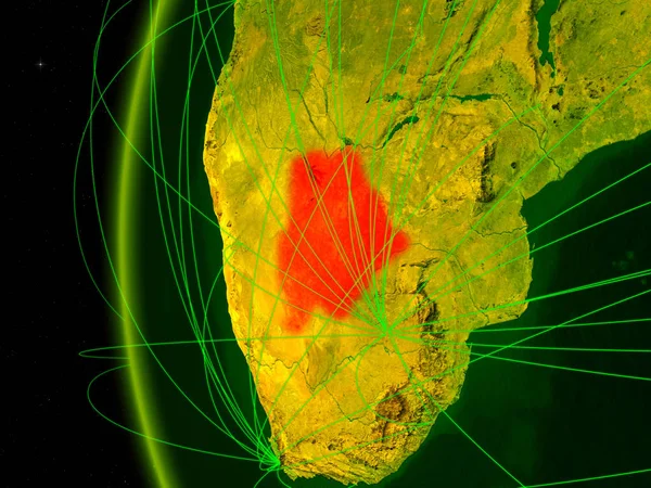 Botswana Dallo Spazio Sul Modello Digitale Della Terra Con Reti — Foto Stock