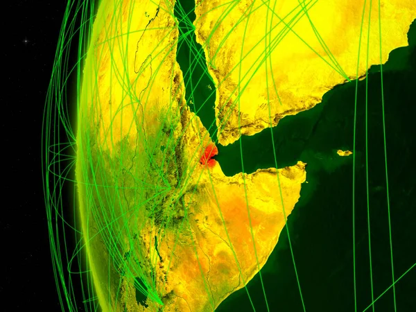 Джибути Космоса Цифровой Модели Земли Международными Сетями Концепция Цифровой Коммуникации — стоковое фото