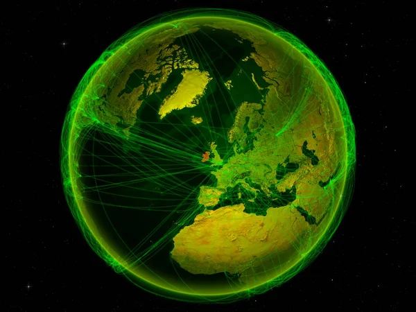 Irlanda Dallo Spazio Sul Pianeta Terra Con Rete Digitale Che — Foto Stock