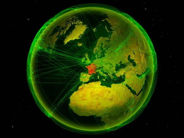 Francja Miejsca Ziemi Cyfrowej Sieci Reprezentujących Międzynarodowej Komunikacji Technologii Podróży — Zdjęcie stockowe