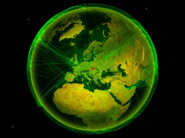 デジタル ネットワークを表す国際的なコミュニケーション 旅行と地球上の領域からスロバキア イラスト Nasa から提供されたこのイメージの要素 — ストック写真