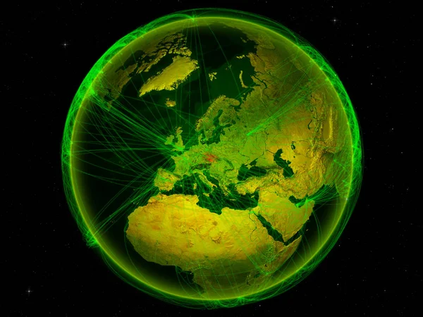 República Checa Desde Espacio Planeta Tierra Con Una Red Digital —  Fotos de Stock