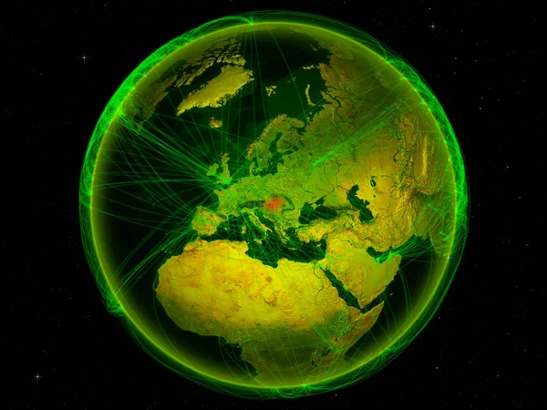 Ungheria Dallo Spazio Sul Pianeta Terra Con Rete Digitale Che — Foto Stock