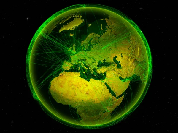 Černá Hora Místa Planetě Zemi Digitálních Sítí Představující Mezinárodní Komunikace — Stock fotografie