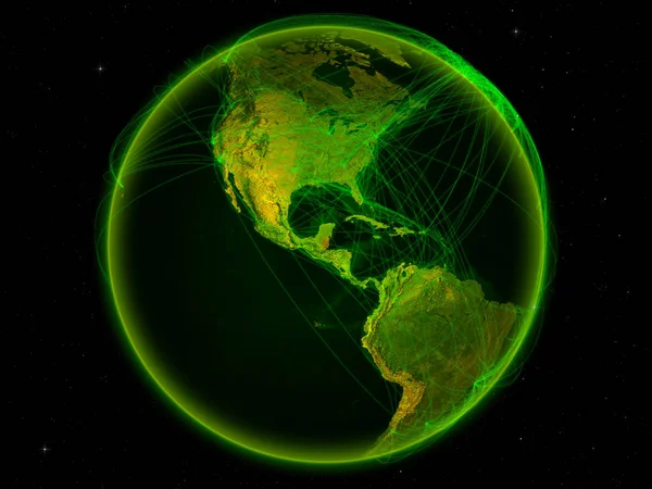 デジタル ネットワークを表す国際的なコミュニケーション 旅行と地球上の領域からベリーズ イラスト Nasa から提供されたこのイメージの要素 — ストック写真